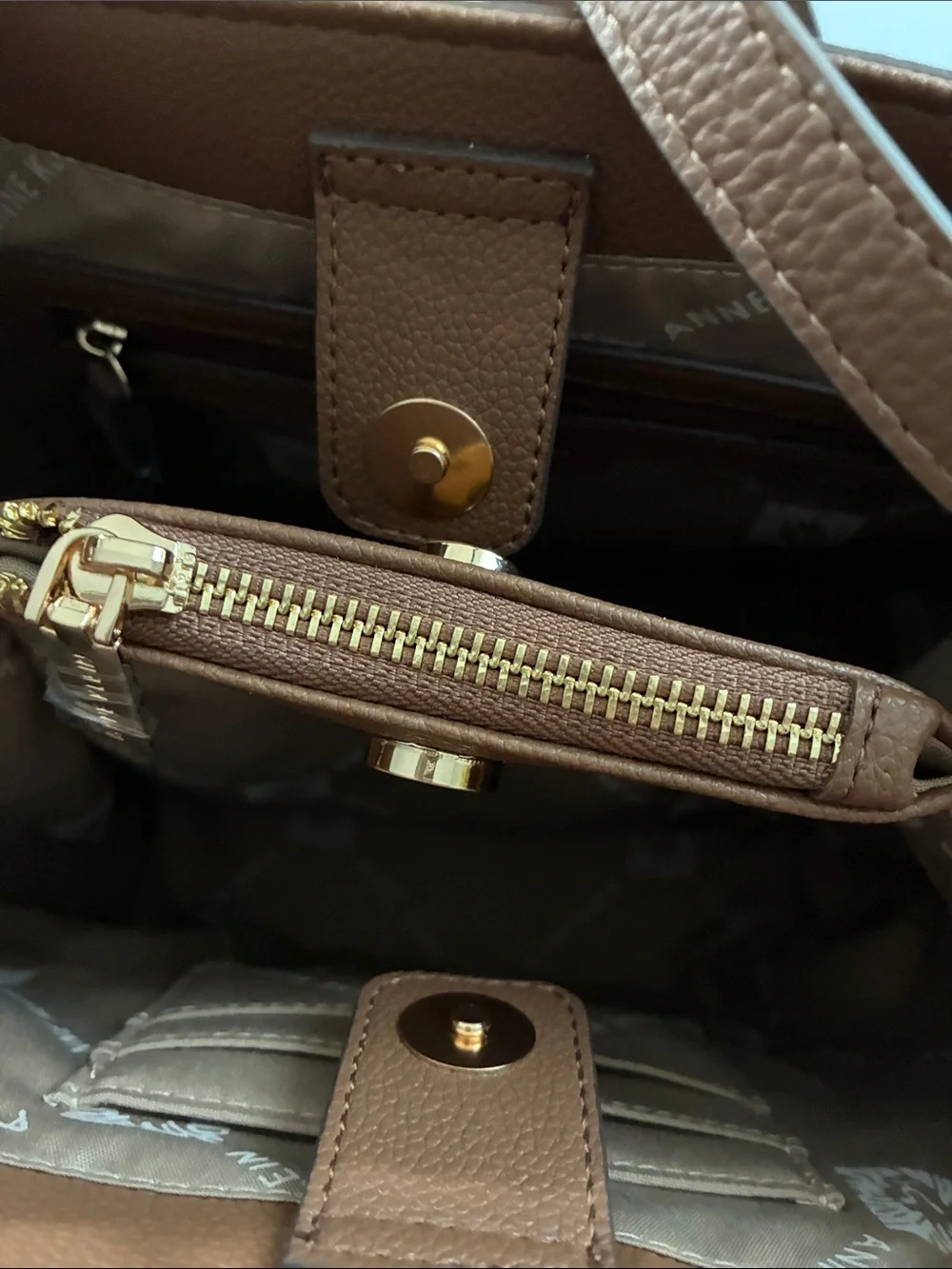 Anne Klein Brown/Tan Monogram Crossbody Tote New